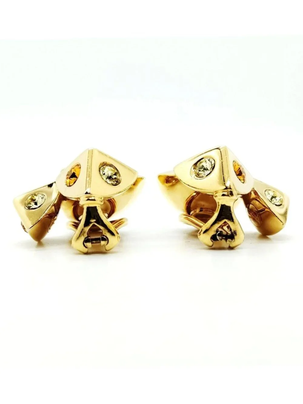 Authentic Louis Vuitton Gold Tone LV Icon Stud Earrings Crystal Designer Jewelry